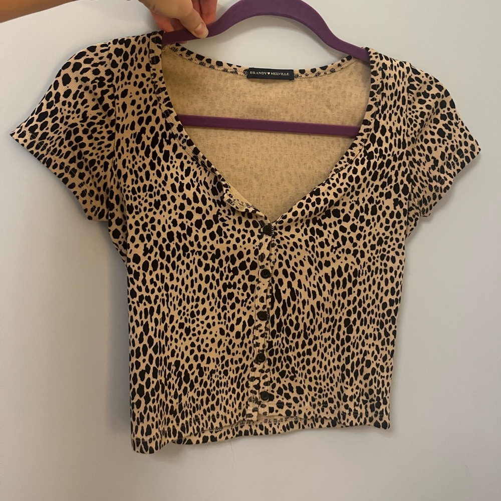 Brandy Melville, Cheetah Print Button Up Top, One Size